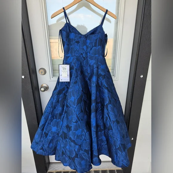 B Darlin Juniors' Sweetheart-Neck Jacquard Fit & Flare Dress Sz 0 Blue NWT Party - Picture 13 of 14